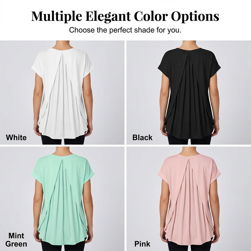 🔥Limited-time offer-Flowy Short Sleeve Top with Inverted Pleat Back