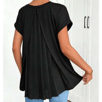 🔥Limited-time offer-Flowy Short Sleeve Top with Inverted Pleat Back