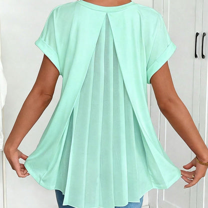🔥Limited-time offer-Flowy Short Sleeve Top with Inverted Pleat Back