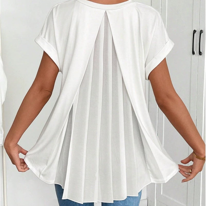 🔥Limited-time offer-Flowy Short Sleeve Top with Inverted Pleat Back