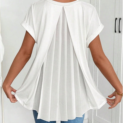 🔥Limited-time offer-Flowy Short Sleeve Top with Inverted Pleat Back