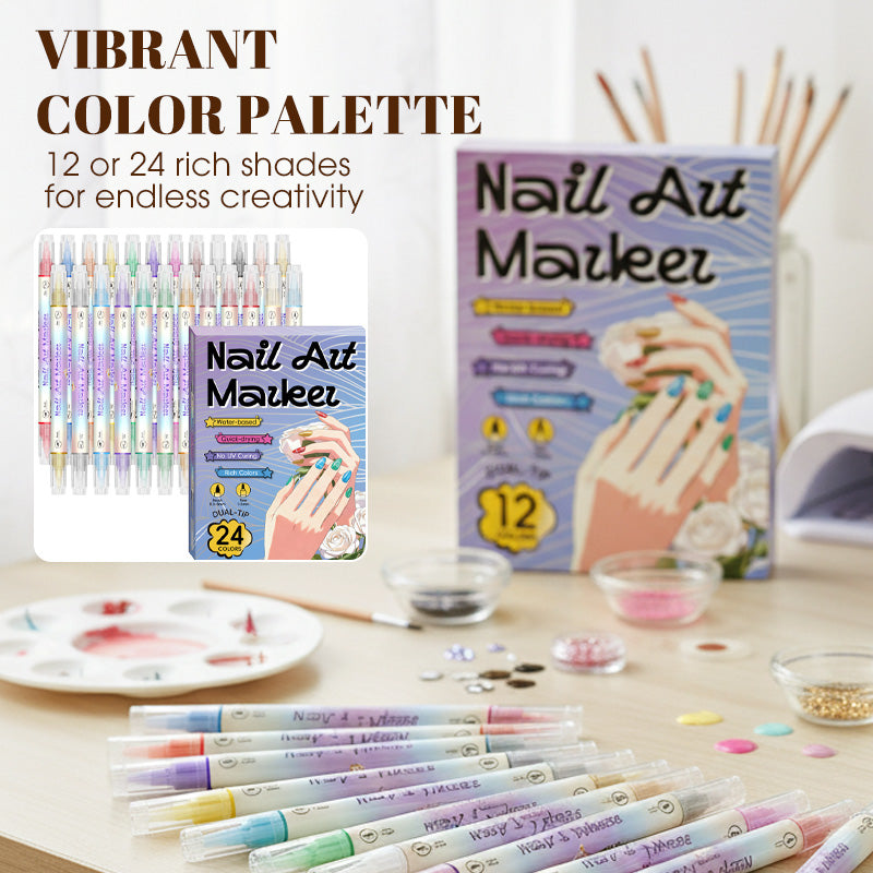 🥳2026 HOT SALE🥳💞50K+ SOLD!✨🎨 50% OFF! Dual-Tip Nail Art Marker Pen SetQuick‑dry, no UV lamp. Fine & brush tips. Easy DIY at home.💅🖌️
