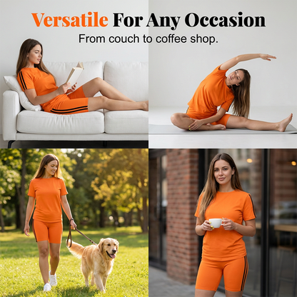 Women's Casual Short-Sleeve Top and Shorts Set