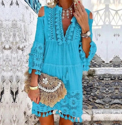 🌸 LIMITED-TIME 50% OFF! ✨ Women's Cotton Linen Embroidered Dress – Loose, Breathable, UV Protection 👒