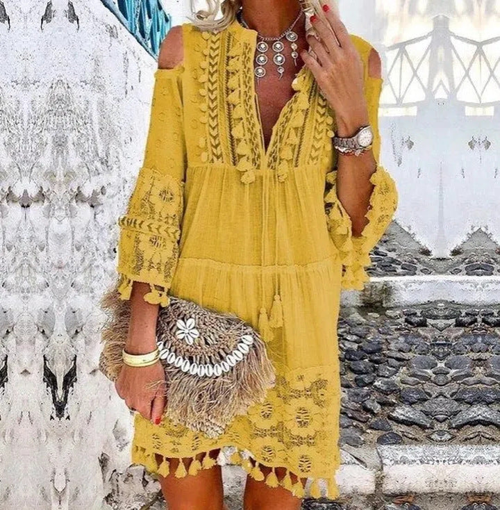 🌸 LIMITED-TIME 50% OFF! ✨ Women's Cotton Linen Embroidered Dress – Loose, Breathable, UV Protection 👒