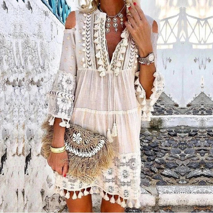 🌸 LIMITED-TIME 50% OFF! ✨ Women's Cotton Linen Embroidered Dress – Loose, Breathable, UV Protection 👒