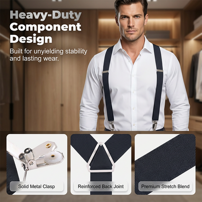 Classic Unisex Adjustable Elastic 4-Clip Suspenders