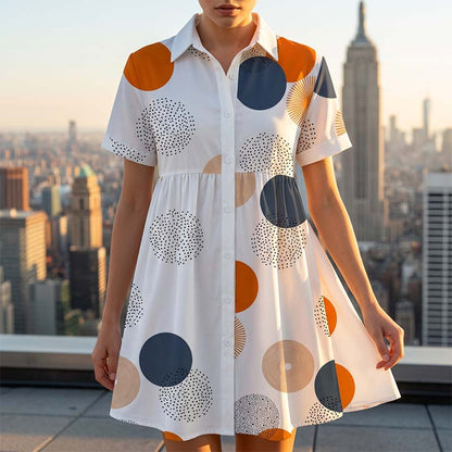 🔥Limited-time offer-Women's Short Sleeve Collared A-Line Dress