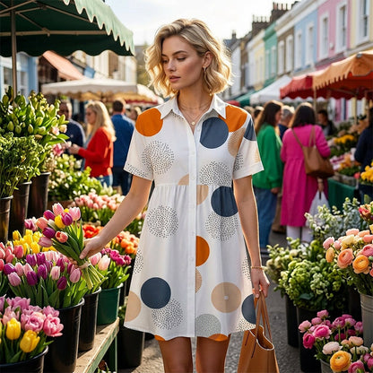 🔥Limited-time offer-Women's Short Sleeve Collared A-Line Dress