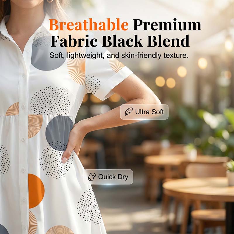 🔥Limited-time offer-Women's Short Sleeve Collared A-Line Dress