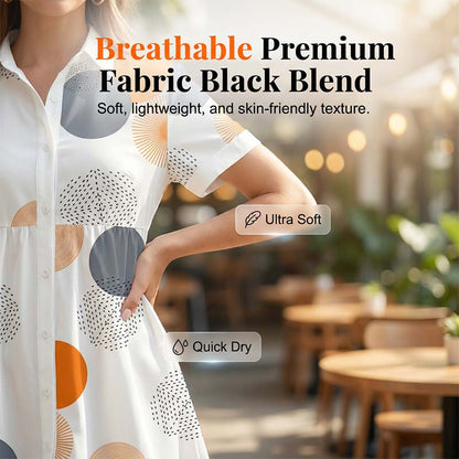 🔥Limited-time offer-Women's Short Sleeve Collared A-Line Dress