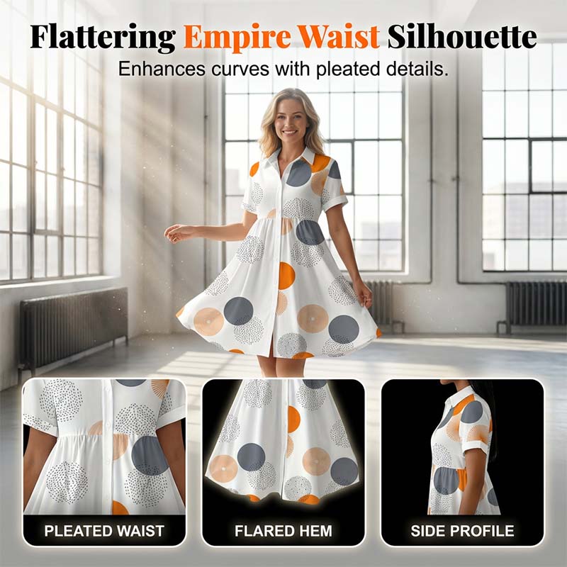 🔥Limited-time offer-Women's Short Sleeve Collared A-Line Dress