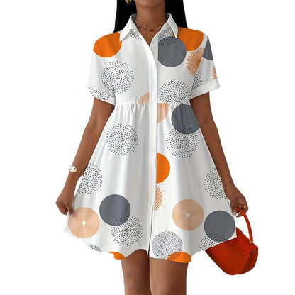 🔥Limited-time offer-Women's Short Sleeve Collared A-Line Dress