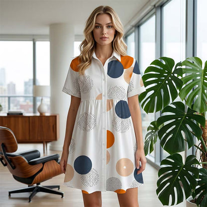 🔥Limited-time offer-Women's Short Sleeve Collared A-Line Dress
