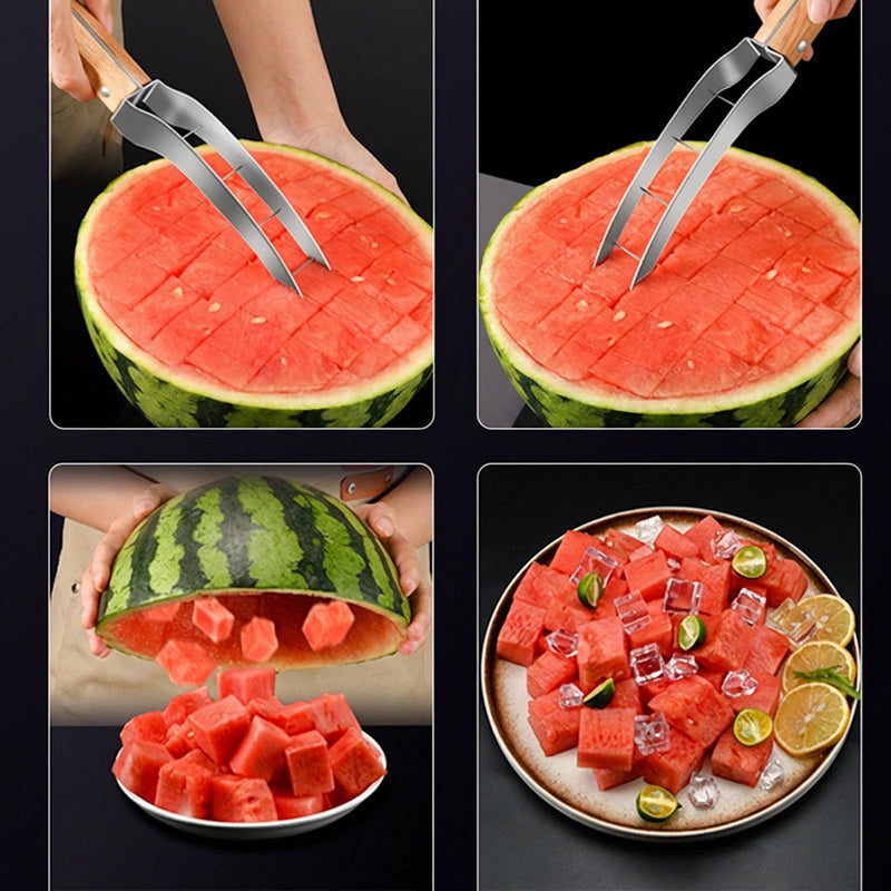 🔥Limited-time offer-Quick-Cut Stainless Steel Watermelon Cube Slicer