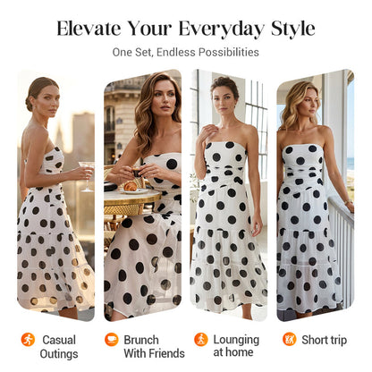 🔥2026 Newest Models-Elegant Strapless Polka Dot Tiered Dress