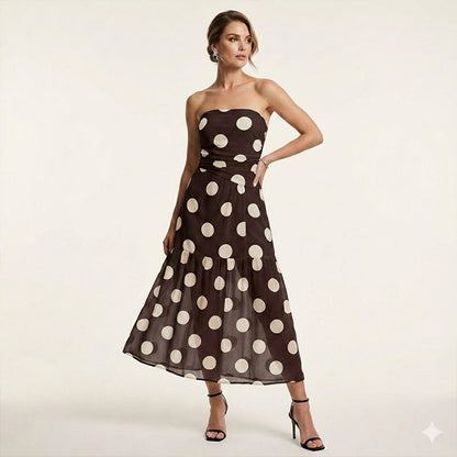🔥2026 Newest Models-Elegant Strapless Polka Dot Tiered Dress