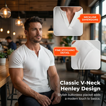 💥Limited-time offer-Men's Slim Solid Henley Shirt