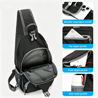 🎒 Practical Everyday Carry | Men's Multi-Pocket Water-Resistant Oxford Sling Bag