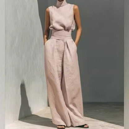 💥Last-day sale-Top & Wide-Leg Pant 2-Piece Set