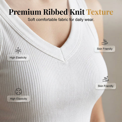 🔥Limited-time offer-Women's V-Neck Ribbed Knit Tank Top