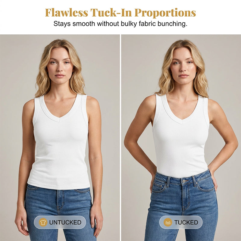 🔥Limited-time offer-Women's V-Neck Ribbed Knit Tank Top