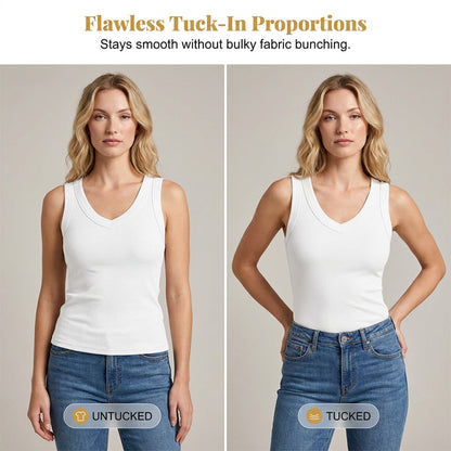 🔥Limited-time offer-Women's V-Neck Ribbed Knit Tank Top