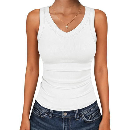 🔥Limited-time offer-Women's V-Neck Ribbed Knit Tank Top