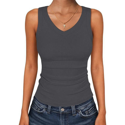 🔥Limited-time offer-Women's V-Neck Ribbed Knit Tank Top
