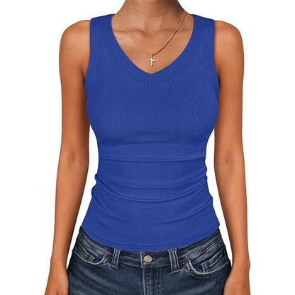 🔥Limited-time offer-Women's V-Neck Ribbed Knit Tank Top