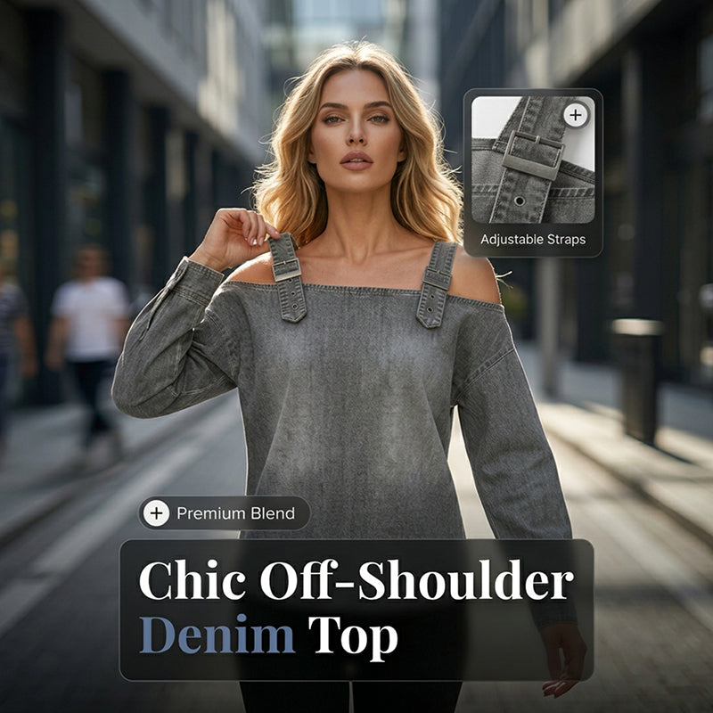 👕 LIMITED-TIME 50% OFF! ✨ Women's Denim Top – Wide Strap, Fashion, Casual ✨