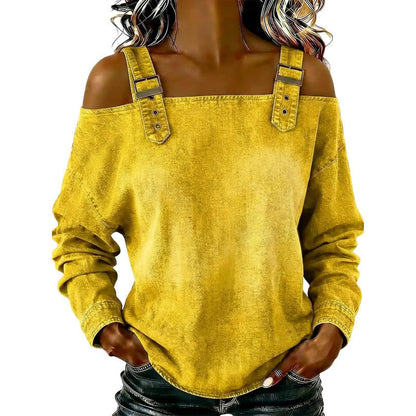 👕 LIMITED-TIME 50% OFF! ✨ Women's Denim Top – Wide Strap, Fashion, Casual ✨