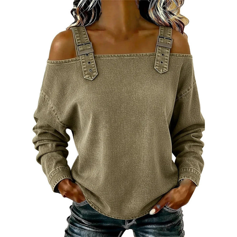 👕 LIMITED-TIME 50% OFF! ✨ Women's Denim Top – Wide Strap, Fashion, Casual ✨