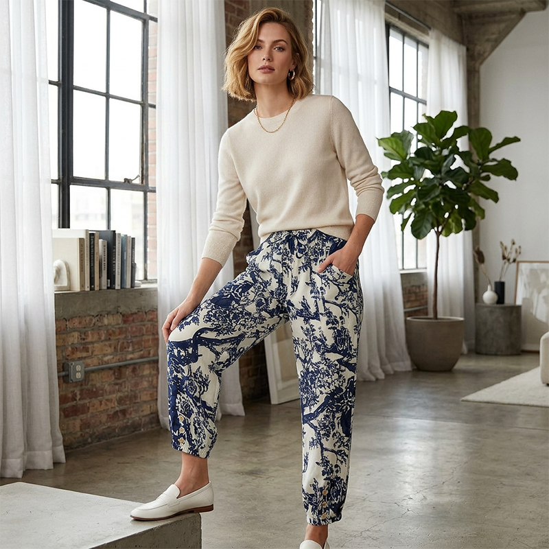 💥New Arrivals & Special Offers-Vintage Floral High-Waist Jogger Pants