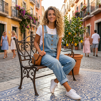 ✨ Easy Everyday Comfort | Women's Relaxed-Fit Denim Overalls with Deep Pockets