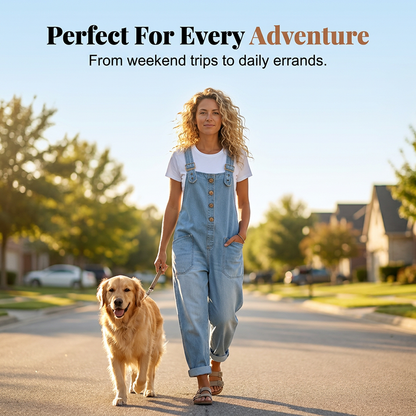 ✨ Easy Everyday Comfort | Women's Relaxed-Fit Denim Overalls with Deep Pockets