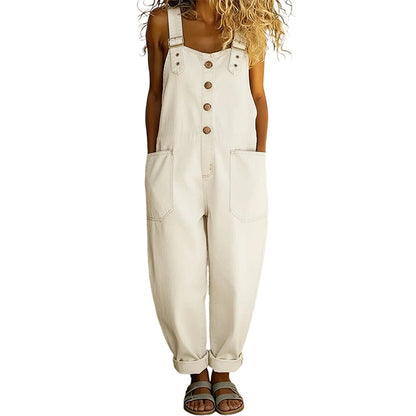 ✨ Easy Everyday Comfort | Women's Relaxed-Fit Denim Overalls with Deep Pockets