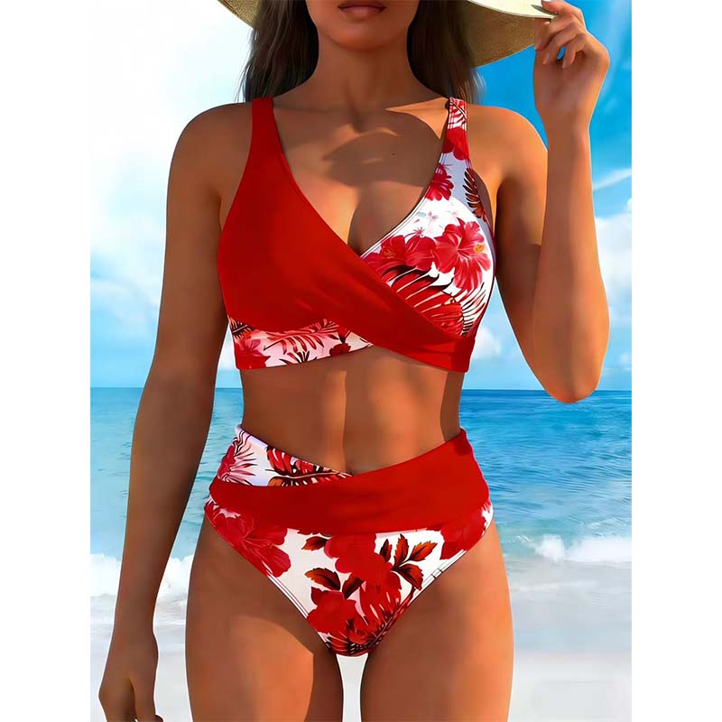 💥New Arrivals & Special Offers-Women's Floral Print High Waist Bikini Set