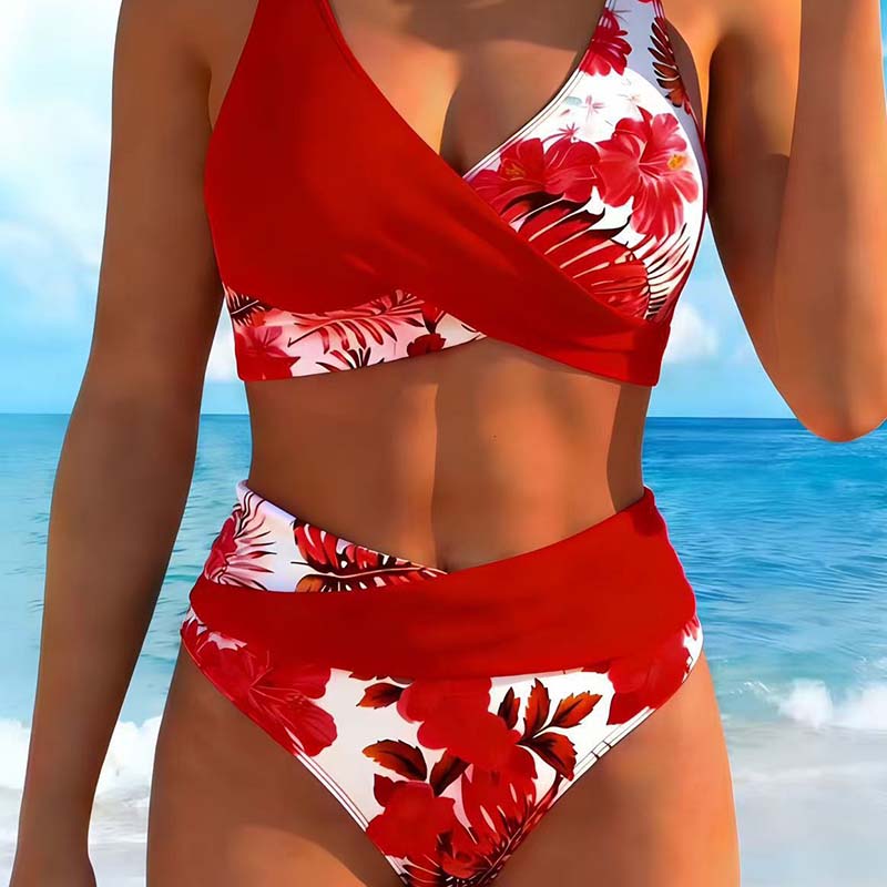 💥New Arrivals & Special Offers-Women's Floral Print High Waist Bikini Set