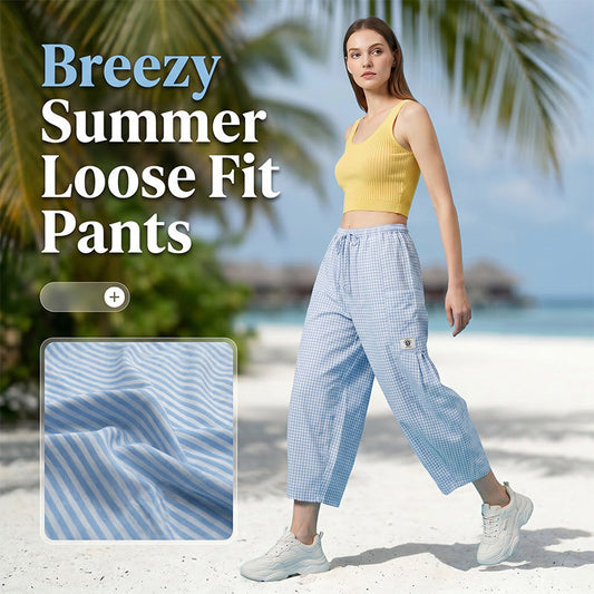 📢📢Limited-time 50% off-Summer Loose Fit Gingham Pants for Women