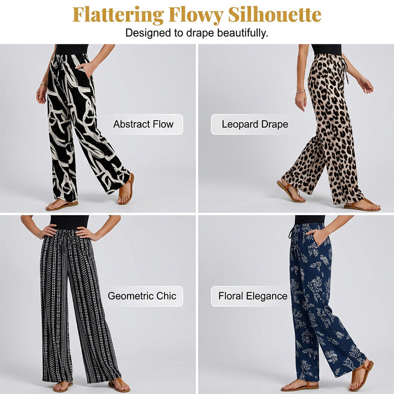 📢📢Limited-time 50% off-Women's Bohemian Print Drawstring Wide-Leg Pants