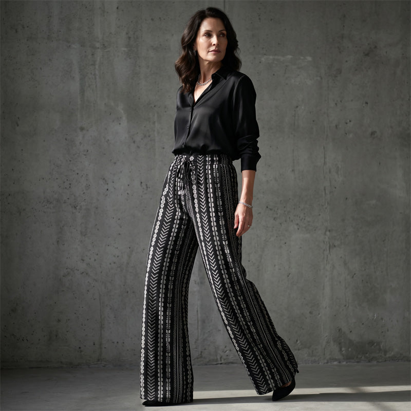 📢📢Limited-time 50% off-Women's Bohemian Print Drawstring Wide-Leg Pants