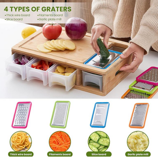 💥Limited-time 50% off-Bamboo Cutting Board with Containers and Graters
