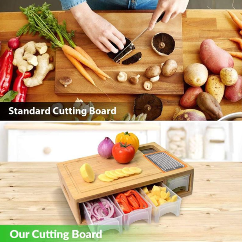💥Limited-time 50% off-Bamboo Cutting Board with Containers and Graters