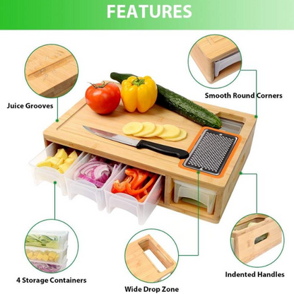 💥Limited-time 50% off-Bamboo Cutting Board with Containers and Graters