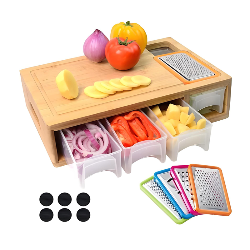 💥Limited-time 50% off-Bamboo Cutting Board with Containers and Graters