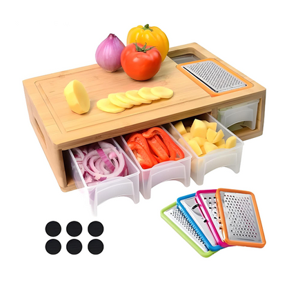 💥Limited-time 50% off-Bamboo Cutting Board with Containers and Graters