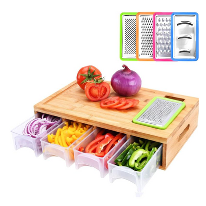 💥Limited-time 50% off-Bamboo Cutting Board with Containers and Graters