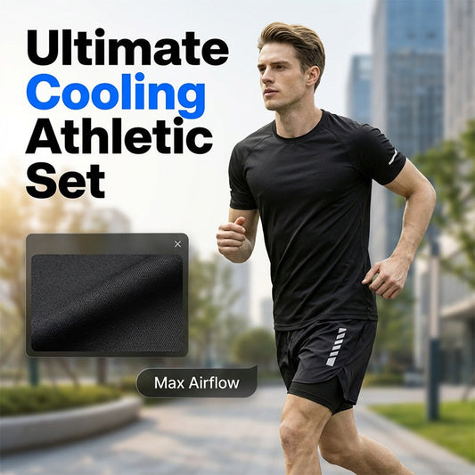 💥New Arrivals & Special Offers-Men's Cooling Short-Sleeve Shirt and Shorts Sports Set