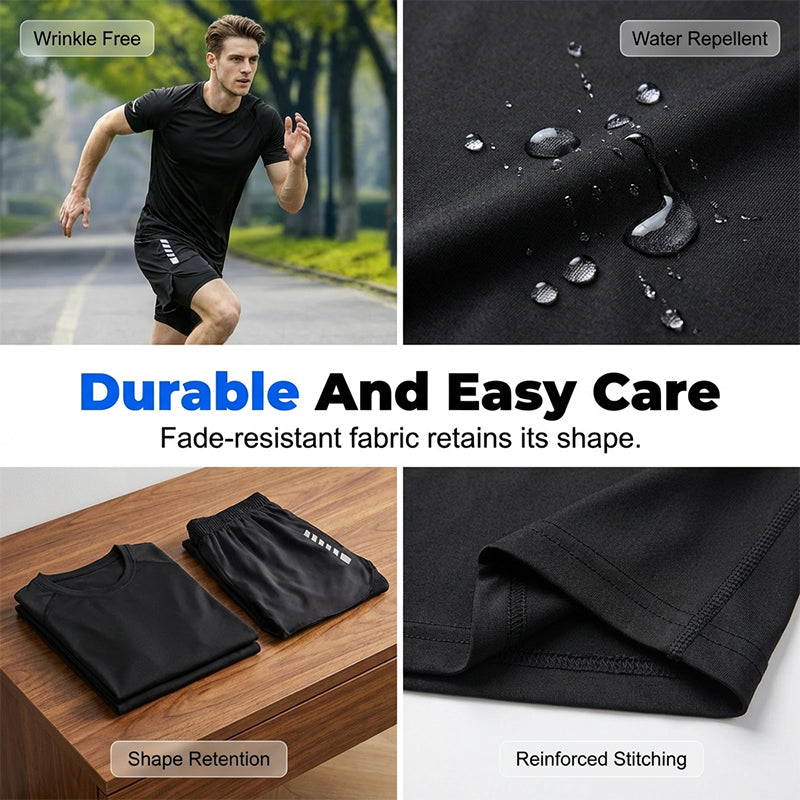 💥New Arrivals & Special Offers-Men's Cooling Short-Sleeve Shirt and Shorts Sports Set
